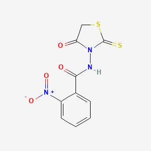 molecular formula C10H7N3O4S2 B6026937 2-nitro-N-(4-oxo-2-sulfanylidene-1,3-thiazolidin-3-yl)benzamide 