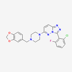 molecular formula C23H20ClFN6O2 B6026947 6-[4-(1,3-benzodioxol-5-ylmethyl)piperazin-1-yl]-3-(2-chloro-6-fluorophenyl)[1,2,4]triazolo[4,3-b]pyridazine 