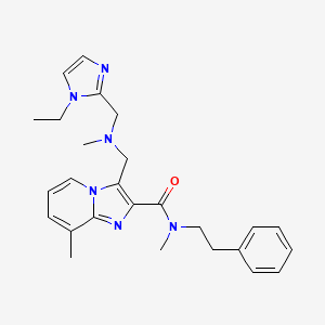 molecular formula C26H32N6O B6026990 3-{[[(1-ethyl-1H-imidazol-2-yl)methyl](methyl)amino]methyl}-N,8-dimethyl-N-(2-phenylethyl)imidazo[1,2-a]pyridine-2-carboxamide 