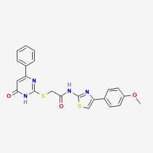 molecular formula C22H18N4O3S2 B6027009 2-[(4-hydroxy-6-phenyl-2-pyrimidinyl)thio]-N-[4-(4-methoxyphenyl)-1,3-thiazol-2-yl]acetamide 