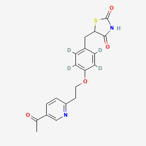molecular formula C19H15D4N2O4S B602701 5-[[4-[2-(5-乙酰吡啶-2-基)乙氧基]-2,3,5,6-四氘代苯基]甲基]-1,3-噻唑烷-2,4-二酮 CAS No. 1215370-26-5