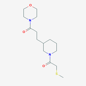 molecular formula C15H26N2O3S B6027043 4-(3-{1-[(methylthio)acetyl]-3-piperidinyl}propanoyl)morpholine 