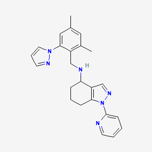 molecular formula C24H26N6 B6027063 N-[2,4-dimethyl-6-(1H-pyrazol-1-yl)benzyl]-1-(2-pyridinyl)-4,5,6,7-tetrahydro-1H-indazol-4-amine 