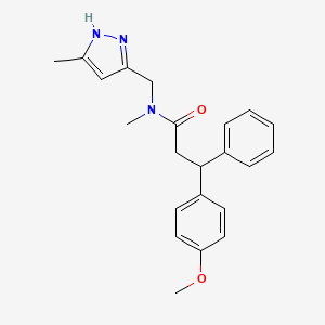 3-(4-methoxyphenyl)-N-methyl-N-[(5-methyl-1H-pyrazol-3-yl)methyl]-3-phenylpropanamide