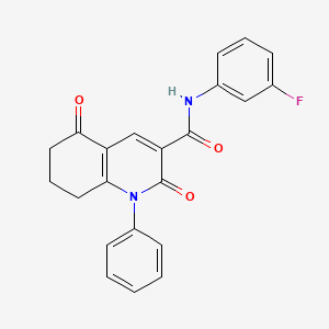 molecular formula C22H17FN2O3 B6027113 N-(3-fluorophenyl)-2,5-dioxo-1-phenyl-1,2,5,6,7,8-hexahydro-3-quinolinecarboxamide 