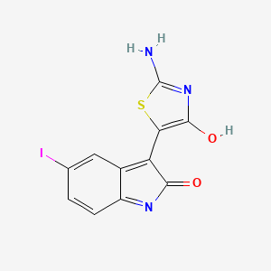 3-(2-imino-4-oxo-1,3-thiazolidin-5-ylidene)-5-iodo-1,3-dihydro-2H-indol-2-one