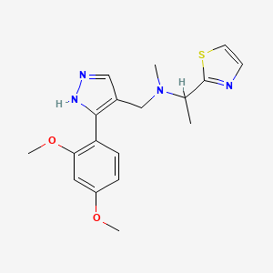 molecular formula C18H22N4O2S B6027170 N-{[3-(2,4-dimethoxyphenyl)-1H-pyrazol-4-yl]methyl}-N-methyl-1-(1,3-thiazol-2-yl)ethanamine 