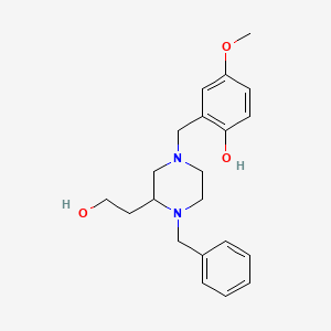 molecular formula C21H28N2O3 B6027174 2-{[4-benzyl-3-(2-hydroxyethyl)-1-piperazinyl]methyl}-4-methoxyphenol 