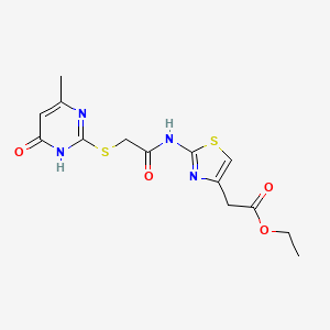 ethyl [2-({[(4-methyl-6-oxo-1,6-dihydro-2-pyrimidinyl)thio]acetyl}amino)-1,3-thiazol-4-yl]acetate