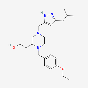 2-{1-(4-ethoxybenzyl)-4-[(5-isobutyl-1H-pyrazol-3-yl)methyl]-2-piperazinyl}ethanol