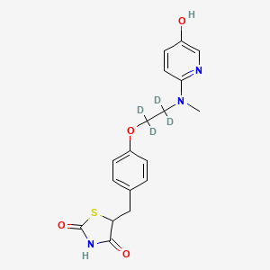 molecular formula C18H15N3O4SD4 B602725 5-[[4-[1,1,2,2-Tetradeuterio-2-[(5-hydroxypyridin-2-yl)-methylamino]ethoxy]phenyl]methyl]-1,3-thiazolidine-2,4-dione CAS No. 1246817-46-8