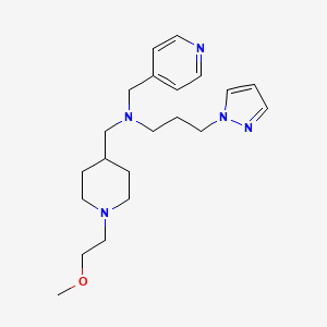 molecular formula C21H33N5O B6027300 N-[[1-(2-methoxyethyl)piperidin-4-yl]methyl]-3-pyrazol-1-yl-N-(pyridin-4-ylmethyl)propan-1-amine 