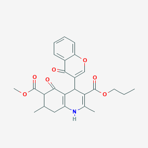 molecular formula C26H27NO7 B6027301 6-methyl 3-propyl 2,7-dimethyl-5-oxo-4-(4-oxo-4H-chromen-3-yl)-1,4,5,6,7,8-hexahydroquinoline-3,6-dicarboxylate 