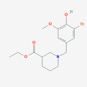 Ethyl 1-[(3-bromo-4-hydroxy-5-methoxyphenyl)methyl]piperidine-3-carboxylate