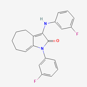 molecular formula C21H18F2N2O B6027369 1-(3-fluorophenyl)-3-[(3-fluorophenyl)amino]-4,5,6,7-tetrahydrocyclohepta[b]pyrrol-2(1H)-one 