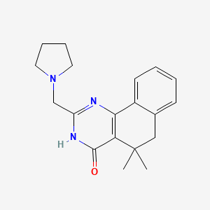 molecular formula C19H23N3O B6027390 5,5-dimethyl-2-(1-pyrrolidinylmethyl)-5,6-dihydrobenzo[h]quinazolin-4(3H)-one CAS No. 879465-95-9