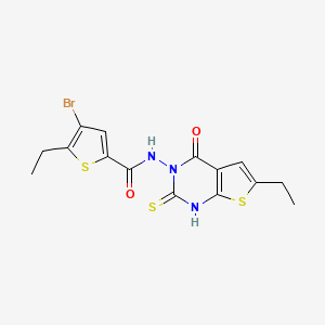 4-bromo-5-ethyl-N-(6-ethyl-2-mercapto-4-oxothieno[2,3-d]pyrimidin-3(4H)-yl)-2-thiophenecarboxamide