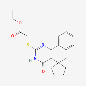 ethyl [(4-oxo-4,6-dihydro-3H-spiro[benzo[h]quinazoline-5,1'-cyclopentan]-2-yl)sulfanyl]acetate