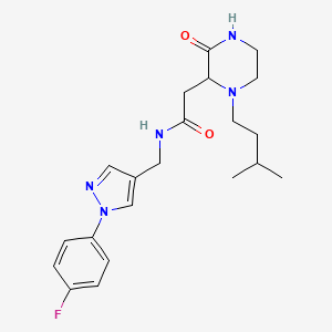 N-{[1-(4-fluorophenyl)-1H-pyrazol-4-yl]methyl}-2-[1-(3-methylbutyl)-3-oxo-2-piperazinyl]acetamide