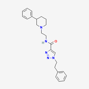 molecular formula C24H29N5O B6027511 1-(2-phenylethyl)-N-[2-(3-phenyl-1-piperidinyl)ethyl]-1H-1,2,3-triazole-4-carboxamide 