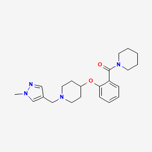 molecular formula C22H30N4O2 B6027541 1-[(1-methyl-1H-pyrazol-4-yl)methyl]-4-[2-(1-piperidinylcarbonyl)phenoxy]piperidine 