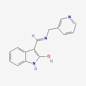 molecular formula C15H13N3O B6027576 3-{[(3-pyridinylmethyl)amino]methylene}-1,3-dihydro-2H-indol-2-one 