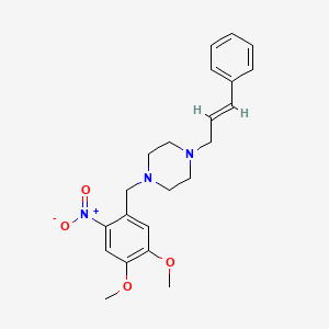 1-[(4,5-dimethoxy-2-nitrophenyl)methyl]-4-[(E)-3-phenylprop-2-enyl]piperazine