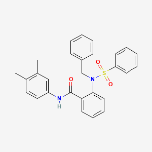 molecular formula C28H26N2O3S B6027593 2-[benzyl(phenylsulfonyl)amino]-N-(3,4-dimethylphenyl)benzamide 