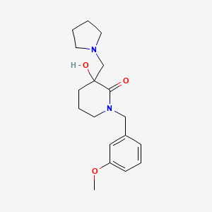 molecular formula C18H26N2O3 B6027630 3-Hydroxy-1-[(3-methoxyphenyl)methyl]-3-(pyrrolidin-1-ylmethyl)piperidin-2-one 