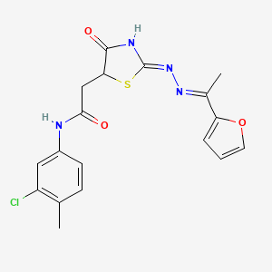 molecular formula C18H17ClN4O3S B6027678 N-(3-chloro-4-methylphenyl)-2-[(2Z)-2-[(E)-1-(furan-2-yl)ethylidenehydrazinylidene]-4-oxo-1,3-thiazolidin-5-yl]acetamide 