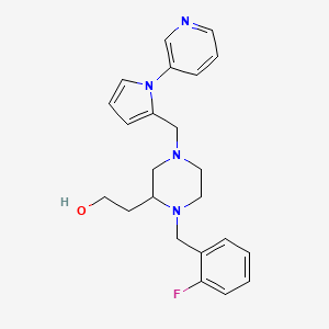 molecular formula C23H27FN4O B6027751 2-(1-(2-fluorobenzyl)-4-{[1-(3-pyridinyl)-1H-pyrrol-2-yl]methyl}-2-piperazinyl)ethanol 