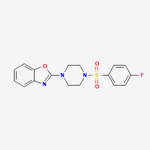 molecular formula C17H16FN3O3S B6027773 2-{4-[(4-fluorophenyl)sulfonyl]piperazin-1-yl}-1,3-benzoxazole 