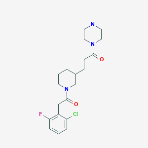 molecular formula C21H29ClFN3O2 B6027817 1-(3-{1-[(2-chloro-6-fluorophenyl)acetyl]-3-piperidinyl}propanoyl)-4-methylpiperazine 