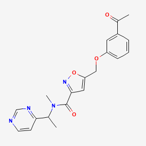 molecular formula C20H20N4O4 B6027866 5-[(3-acetylphenoxy)methyl]-N-methyl-N-[1-(4-pyrimidinyl)ethyl]-3-isoxazolecarboxamide 