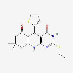 2-(ETHYLSULFANYL)-8,8-DIMETHYL-5-(THIOPHEN-2-YL)-3H,4H,5H,6H,7H,8H,9H,10H-PYRIMIDO[4,5-B]QUINOLINE-4,6-DIONE