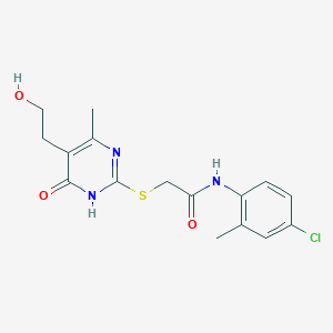 molecular formula C16H18ClN3O3S B6027875 N-(4-chloro-2-methylphenyl)-2-[[5-(2-hydroxyethyl)-4-methyl-6-oxo-1H-pyrimidin-2-yl]sulfanyl]acetamide 