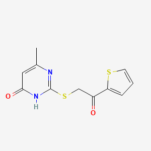 molecular formula C11H10N2O2S2 B6027942 2-[(4-hydroxy-6-methyl-2-pyrimidinyl)thio]-1-(2-thienyl)ethanone 