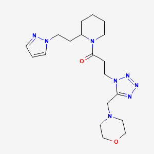 molecular formula C19H30N8O2 B6027954 4-{[1-(3-oxo-3-{2-[2-(1H-pyrazol-1-yl)ethyl]-1-piperidinyl}propyl)-1H-tetrazol-5-yl]methyl}morpholine 