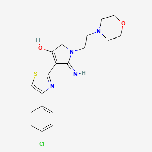 molecular formula C19H21ClN4O2S B6028026 5-amino-4-[4-(4-chlorophenyl)-1,3-thiazol-2-yl]-1-[2-(4-morpholinyl)ethyl]-1,2-dihydro-3H-pyrrol-3-one 