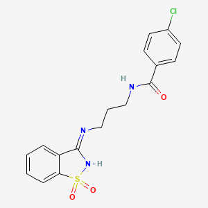 4-chloro-N-{3-[(1,1-dioxido-1,2-benzisothiazol-3-yl)amino]propyl}benzamide