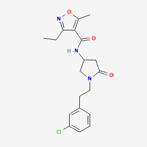 molecular formula C19H22ClN3O3 B6028137 N-{1-[2-(3-chlorophenyl)ethyl]-5-oxo-3-pyrrolidinyl}-3-ethyl-5-methyl-4-isoxazolecarboxamide 