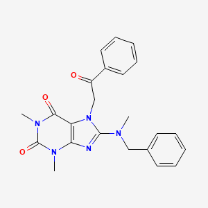 molecular formula C23H23N5O3 B6028172 8-[benzyl(methyl)amino]-1,3-dimethyl-7-(2-oxo-2-phenylethyl)-3,7-dihydro-1H-purine-2,6-dione 