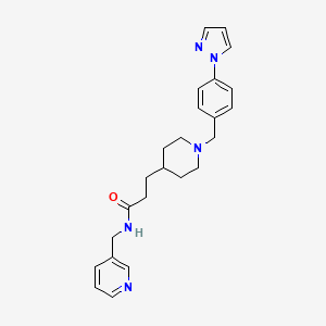 molecular formula C24H29N5O B6028198 3-{1-[4-(1H-pyrazol-1-yl)benzyl]-4-piperidinyl}-N-(3-pyridinylmethyl)propanamide 