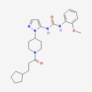 molecular formula C24H33N5O3 B6028247 N-{1-[1-(3-cyclopentylpropanoyl)-4-piperidinyl]-1H-pyrazol-5-yl}-N'-(2-methoxyphenyl)urea 