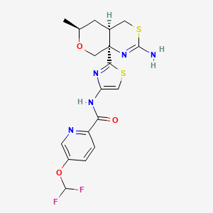 molecular formula C18H19F2N5O3S2 B602829 N-(2-((4aR,6S,8aR)-2-Amino-6-methyl-4a,5,6,8-tetrahydro-4H-pyrano(3,4-d)(1,3)thiazin-8a-yl)thiazol-4-yl)-5-(difluoromethoxy)pyridine-2-carboxamide CAS No. 1818339-66-0