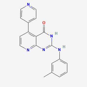 molecular formula C19H15N5O B6028292 2-[(3-methylphenyl)amino]-5-(4-pyridinyl)pyrido[2,3-d]pyrimidin-4(3H)-one 