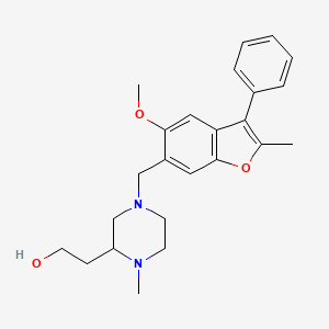 2-{4-[(5-methoxy-2-methyl-3-phenyl-1-benzofuran-6-yl)methyl]-1-methyl-2-piperazinyl}ethanol