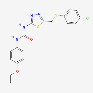 molecular formula C18H17ClN4O2S2 B6028363 N-(5-{[(4-chlorophenyl)thio]methyl}-1,3,4-thiadiazol-2-yl)-N'-(4-ethoxyphenyl)urea 