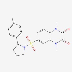 molecular formula C21H23N3O4S B6028435 1,4-dimethyl-6-{[2-(4-methylphenyl)-1-pyrrolidinyl]sulfonyl}-1,4-dihydro-2,3-quinoxalinedione 