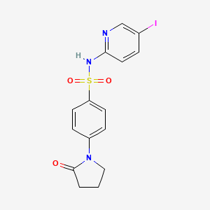 molecular formula C15H14IN3O3S B6028438 N-(5-iodo-2-pyridinyl)-4-(2-oxo-1-pyrrolidinyl)benzenesulfonamide 